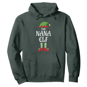 Christmas The Nana Elf Hoodie Funny Grandma Xmas Family Matching TS02 Dark Forest Green Print Your Wear