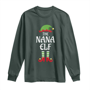 Christmas The Nana Elf Long Sleeve Shirt Funny Grandma Xmas Family Matching TS02 Dark Forest Green Print Your Wear