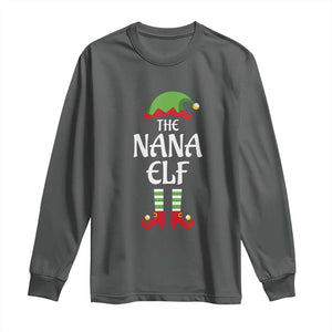 Christmas The Nana Elf Long Sleeve Shirt Funny Grandma Xmas Family Matching TS02 Dark Heather Print Your Wear