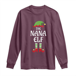 Christmas The Nana Elf Long Sleeve Shirt Funny Grandma Xmas Family Matching TS02 Maroon Print Your Wear