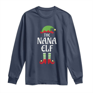 Christmas The Nana Elf Long Sleeve Shirt Funny Grandma Xmas Family Matching TS02 Navy Print Your Wear