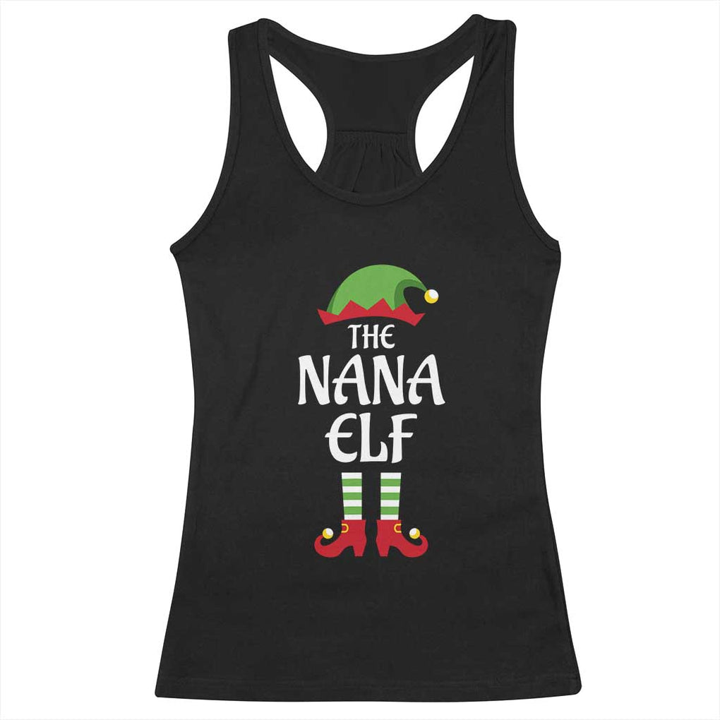 Christmas The Nana Elf Racerback Tank Top Funny Grandma Xmas Family Matching TS02 Black Print Your Wear