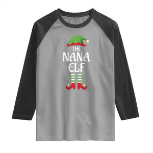 Christmas The Nana Elf Raglan Shirt Funny Grandma Xmas Family Matching TS02 Sport Gray Black Print Your Wear