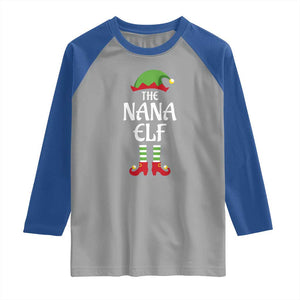 Christmas The Nana Elf Raglan Shirt Funny Grandma Xmas Family Matching TS02 Sport Gray Royal Print Your Wear