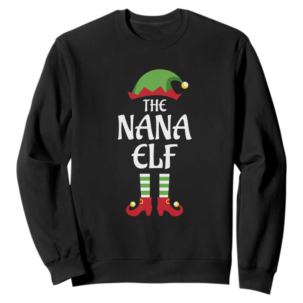 Christmas The Nana Elf Sweatshirt Funny Grandma Xmas Family Matching TS02 Black Print Your Wear