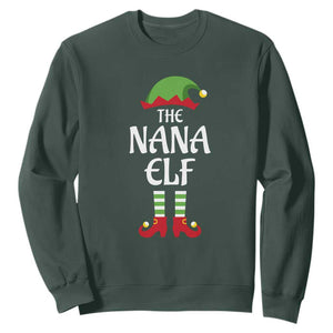 Christmas The Nana Elf Sweatshirt Funny Grandma Xmas Family Matching TS02 Dark Forest Green Print Your Wear