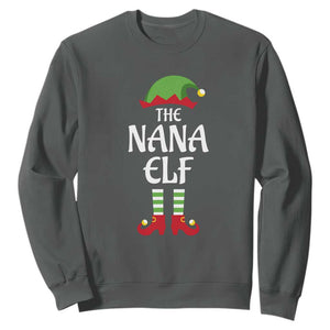 Christmas The Nana Elf Sweatshirt Funny Grandma Xmas Family Matching TS02 Dark Heather Print Your Wear