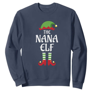 Christmas The Nana Elf Sweatshirt Funny Grandma Xmas Family Matching TS02 Navy Print Your Wear