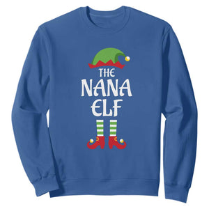 Christmas The Nana Elf Sweatshirt Funny Grandma Xmas Family Matching TS02 Royal Blue Print Your Wear