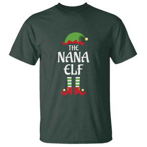 Christmas The Nana Elf T Shirt Funny Grandma Xmas Family Matching TS02 Dark Forest Green Print Your Wear