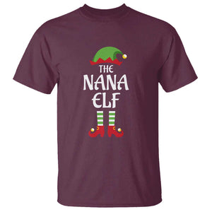 Christmas The Nana Elf T Shirt Funny Grandma Xmas Family Matching TS02 Maroon Print Your Wear