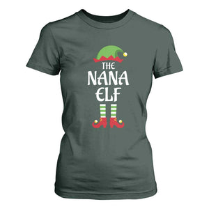 Christmas The Nana Elf T Shirt For Women Funny Grandma Xmas Family Matching TS02 Dark Forest Green Print Your Wear