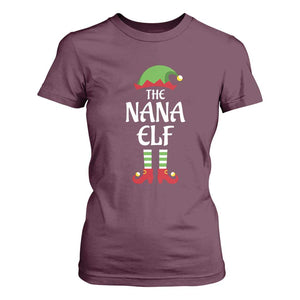 Christmas The Nana Elf T Shirt For Women Funny Grandma Xmas Family Matching TS02 Maroon Print Your Wear