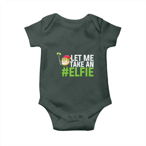 Christmas Elf Baby Onesie Let Me Take An Elfie TS02 Dark Forest Green Print Your Wear