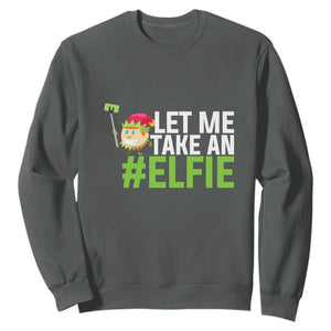 Christmas Elf Sweatshirt Let Me Take An Elfie TS02 Dark Heather Print Your Wear