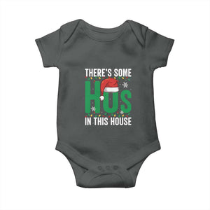 Christmas Santa Ho Ho Ho Baby Onesie There's Some Hos In This House TS02 Dark Heather Print Your Wear