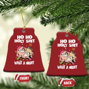 Funny Drunk Santa Christmas Ornament Ho Ho Holy Shirt What A Night TS02 Bell Flake Red Print Your Wear