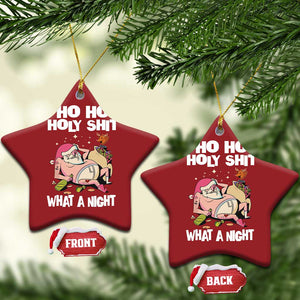 Funny Drunk Santa Christmas Ornament Ho Ho Holy Shirt What A Night TS02 Star Red Print Your Wear