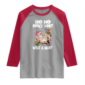 Funny Drunk Santa Raglan Shirt Ho Ho Holy Shirt What A Night TS02 Sport Gray Red Print Your Wear