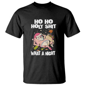 Funny Drunk Santa T Shirt Ho Ho Holy Shit What A Night TS02 Black Print Your Wear