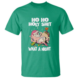 Funny Drunk Santa T Shirt Ho Ho Holy Shit What A Night TS02 Irish Green Print Your Wear