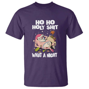 Funny Drunk Santa T Shirt Ho Ho Holy Shit What A Night TS02 Purple Print Your Wear