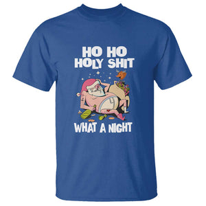 Funny Drunk Santa T Shirt Ho Ho Holy Shit What A Night TS02 Royal Blue Print Your Wear