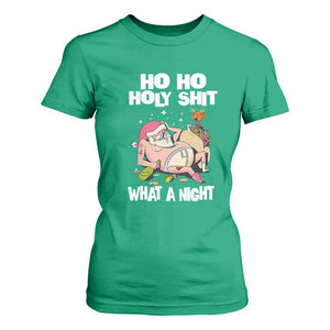 Funny Drunk Santa T Shirt For Women Ho Ho Holy Shit What A Night TS02 Irish Green Print Your Wear