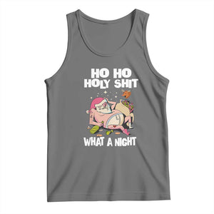 Funny Drunk Santa Tank Top Ho Ho Holy Shirt What A Night TS02 Black Heather Print Your Wear