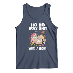 Funny Drunk Santa Tank Top Ho Ho Holy Shirt What A Night TS02 Navy Print Your Wear