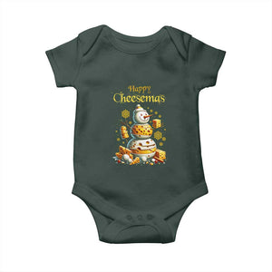 Christmas Cheese Lover Baby Onesie Happy Cheesemas Merry Xmas TS02 Dark Forest Green Print Your Wear