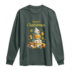 Christmas Cheese Lover Long Sleeve Shirt Happy Cheesemas Merry Xmas TS02 Dark Forest Green Print Your Wear