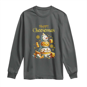 Christmas Cheese Lover Long Sleeve Shirt Happy Cheesemas Merry Xmas TS02 Dark Heather Print Your Wear