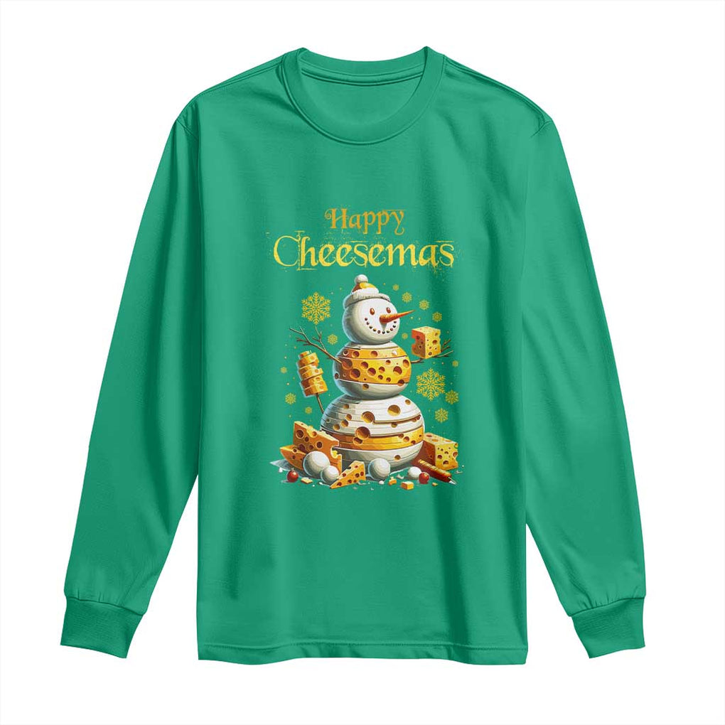 Christmas Cheese Lover Long Sleeve Shirt Happy Cheesemas Merry Xmas TS02 Irish Green Print Your Wear