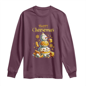 Christmas Cheese Lover Long Sleeve Shirt Happy Cheesemas Merry Xmas TS02 Maroon Print Your Wear