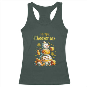 Christmas Cheese Lover Racerback Tank Top Happy Cheesemas Merry Xmas TS02 Dark Forest Green Print Your Wear