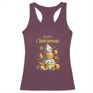 Christmas Cheese Lover Racerback Tank Top Happy Cheesemas Merry Xmas TS02 Maroon Print Your Wear