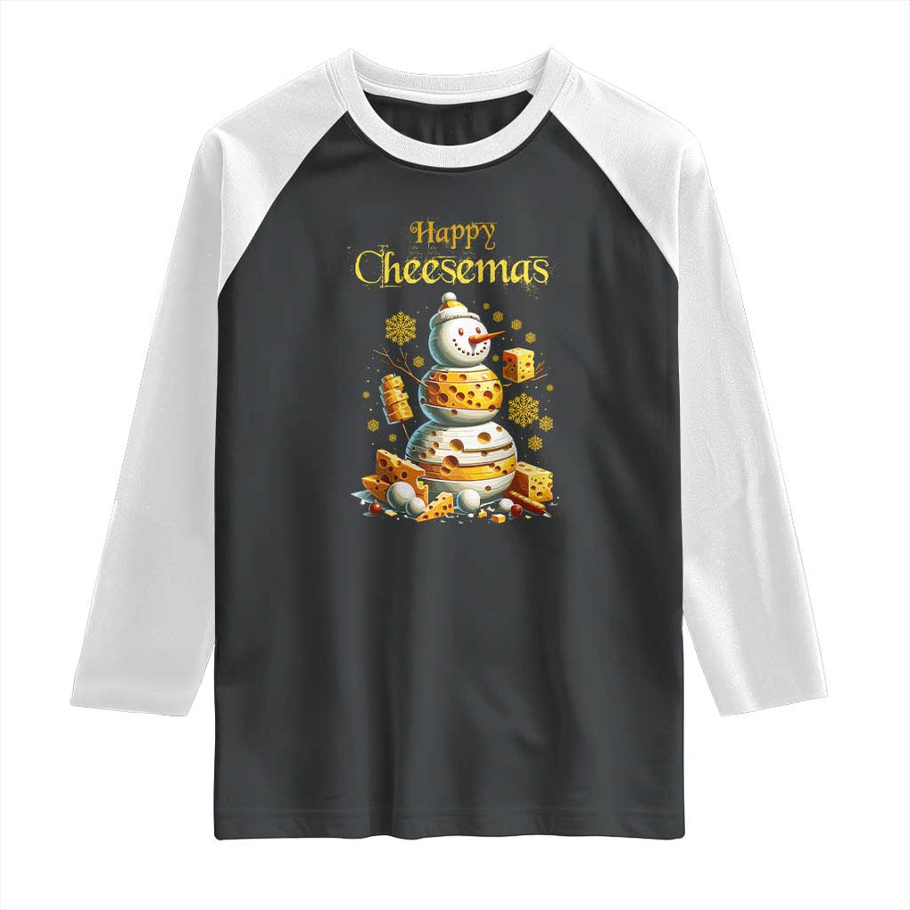 Christmas Cheese Lover Raglan Shirt Happy Cheesemas Merry Xmas TS02 Black White Print Your Wear