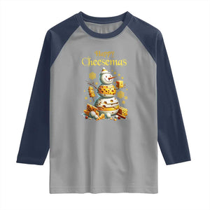 Christmas Cheese Lover Raglan Shirt Happy Cheesemas Merry Xmas TS02 Sport Gray Navy Print Your Wear