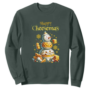 Christmas Cheese Lover Sweatshirt Happy Cheesemas Merry Xmas TS02 Dark Forest Green Print Your Wear