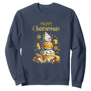 Christmas Cheese Lover Sweatshirt Happy Cheesemas Merry Xmas TS02 Navy Print Your Wear