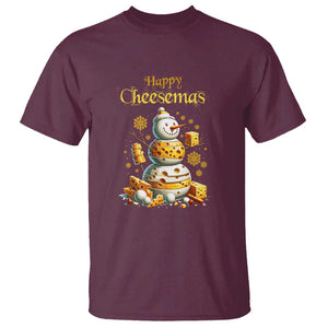 Christmas Cheese Lover T Shirt Happy Cheesemas Merry Xmas TS02 Maroon Print Your Wear