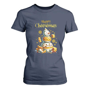 Christmas Cheese Lover T Shirt For Women Happy Cheesemas Merry Xmas TS02 Navy Print Your Wear