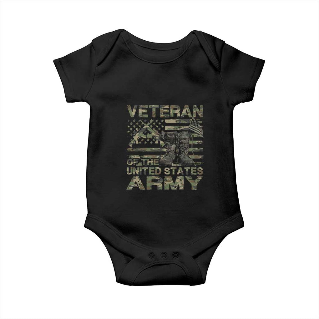 American Veteran Baby Onesie Of The US Army Camouflage Flag TS02 Black Print Your Wear