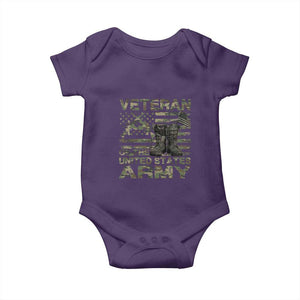 American Veteran Baby Onesie Of The US Army Camouflage Flag TS02 Purple Print Your Wear