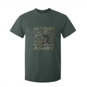 American Veteran T Shirt For Kid Of The US Army Camouflage Flag TS02 Dark Forest Green Print Your Wear