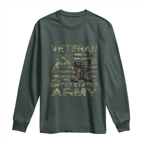 American Veteran Long Sleeve Shirt Of The US Army Camouflage Flag TS02 Dark Forest Green Print Your Wear