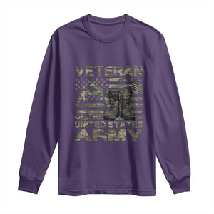 American Veteran Long Sleeve Shirt Of The US Army Camouflage Flag TS02 Purple Print Your Wear