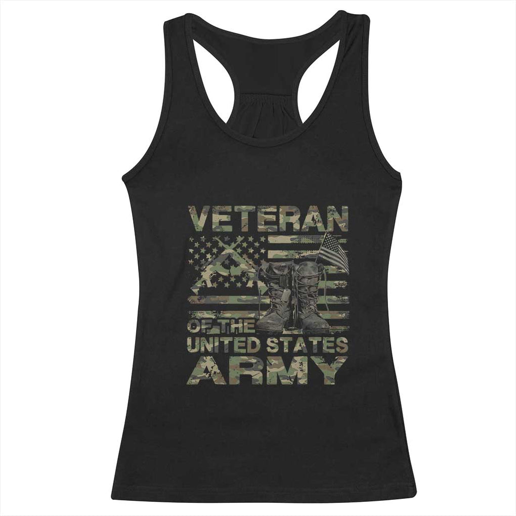 American Veteran Racerback Tank Top Of The US Army Camouflage Flag TS02 Black Print Your Wear