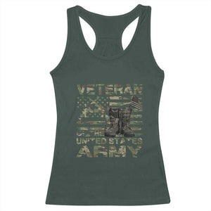 American Veteran Racerback Tank Top Of The US Army Camouflage Flag TS02 Dark Forest Green Print Your Wear